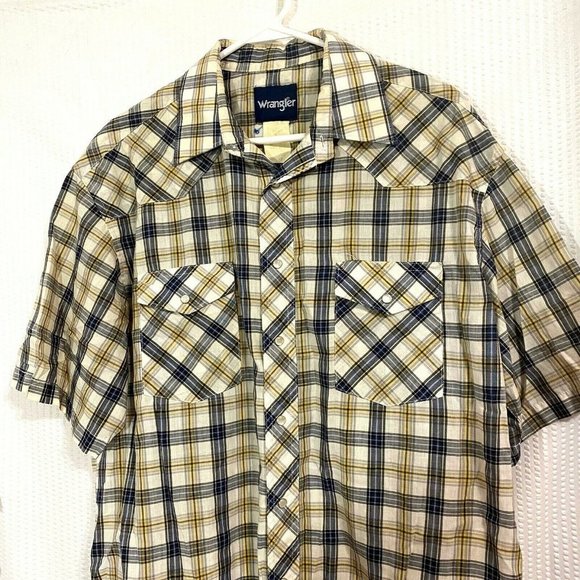 Wrangler Western Plaid Short Sleeve Pearl Snap - Picture 2 of 5